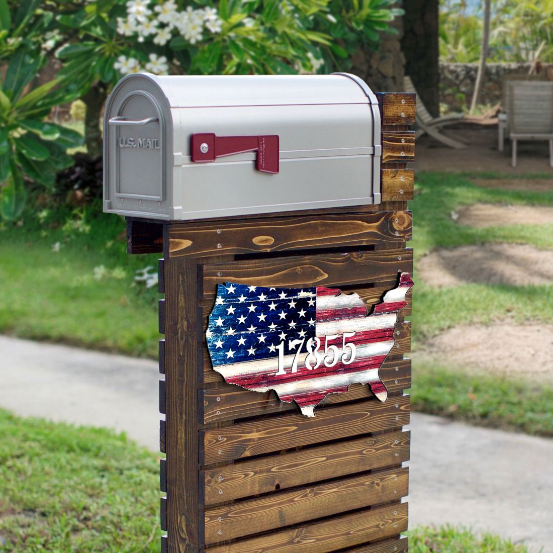 Picture of Designocracy MA98916-12 12 in. USA Flag Patriotic House Number Sign Decor