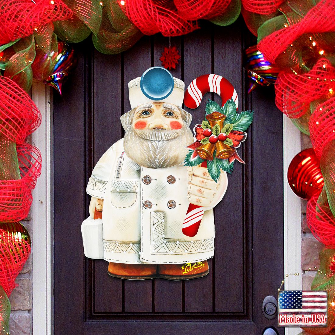24 x 18 in. Candy Cane Doctor Santa Door Decor