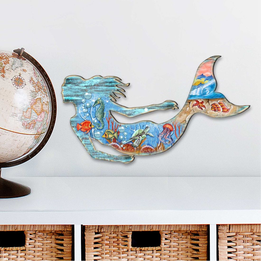 12 x 9 in. Rustic Mermaid Coastal Outdoor Decor Large Ornaments