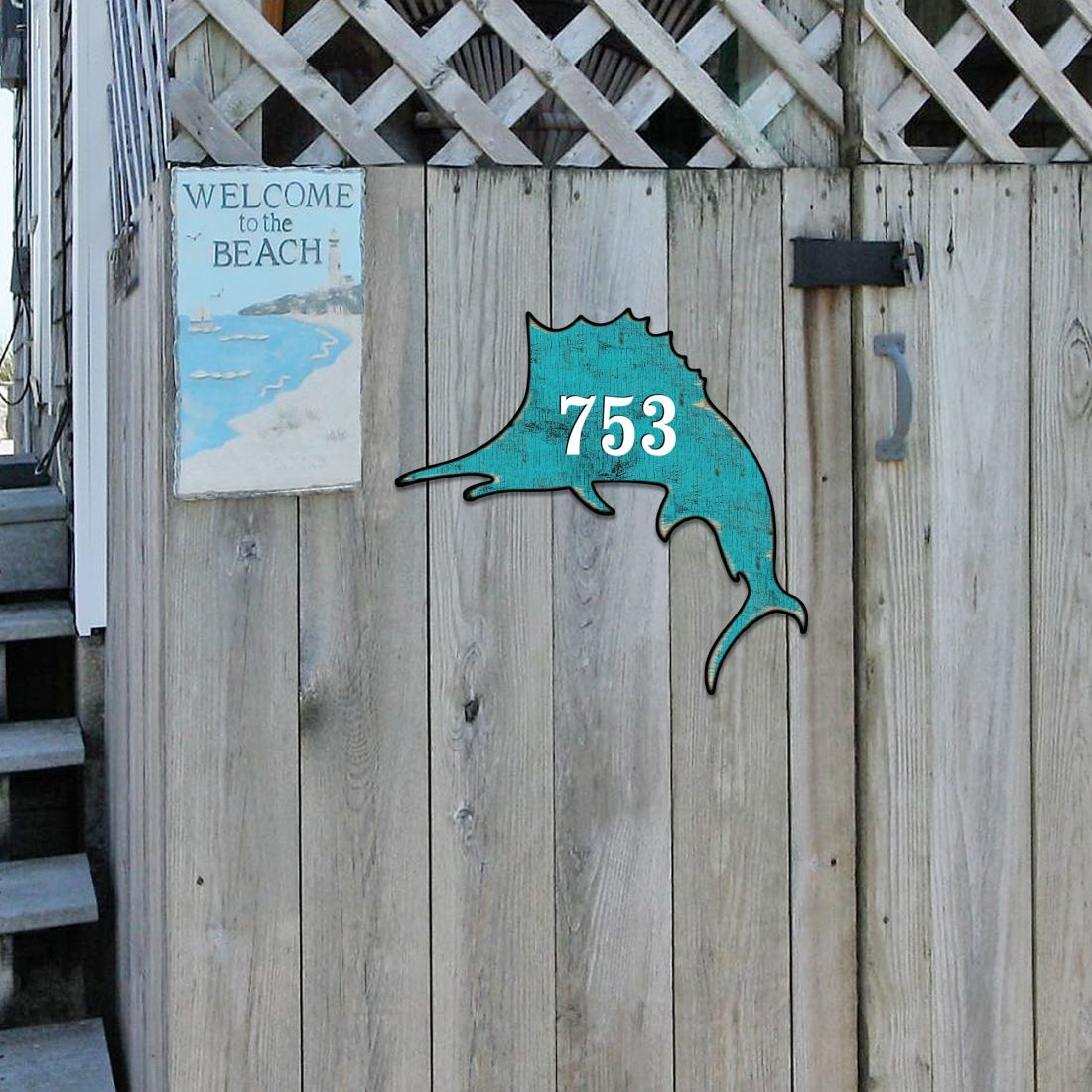 12 in. Swordfish Coastal House Number Sign Decor
