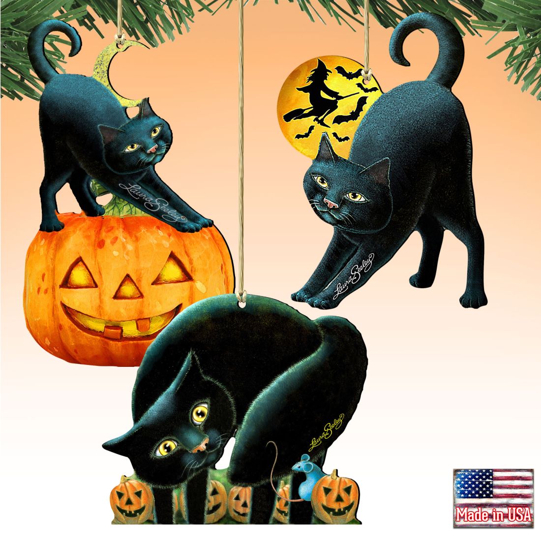 5 x 5.6 in. Halloween Wooden Ornaments