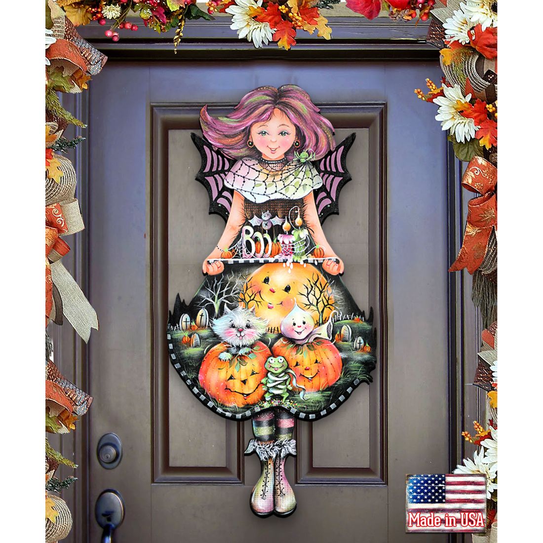 24 x 18 in. Pumpkin Ferry Halloween Door Decor