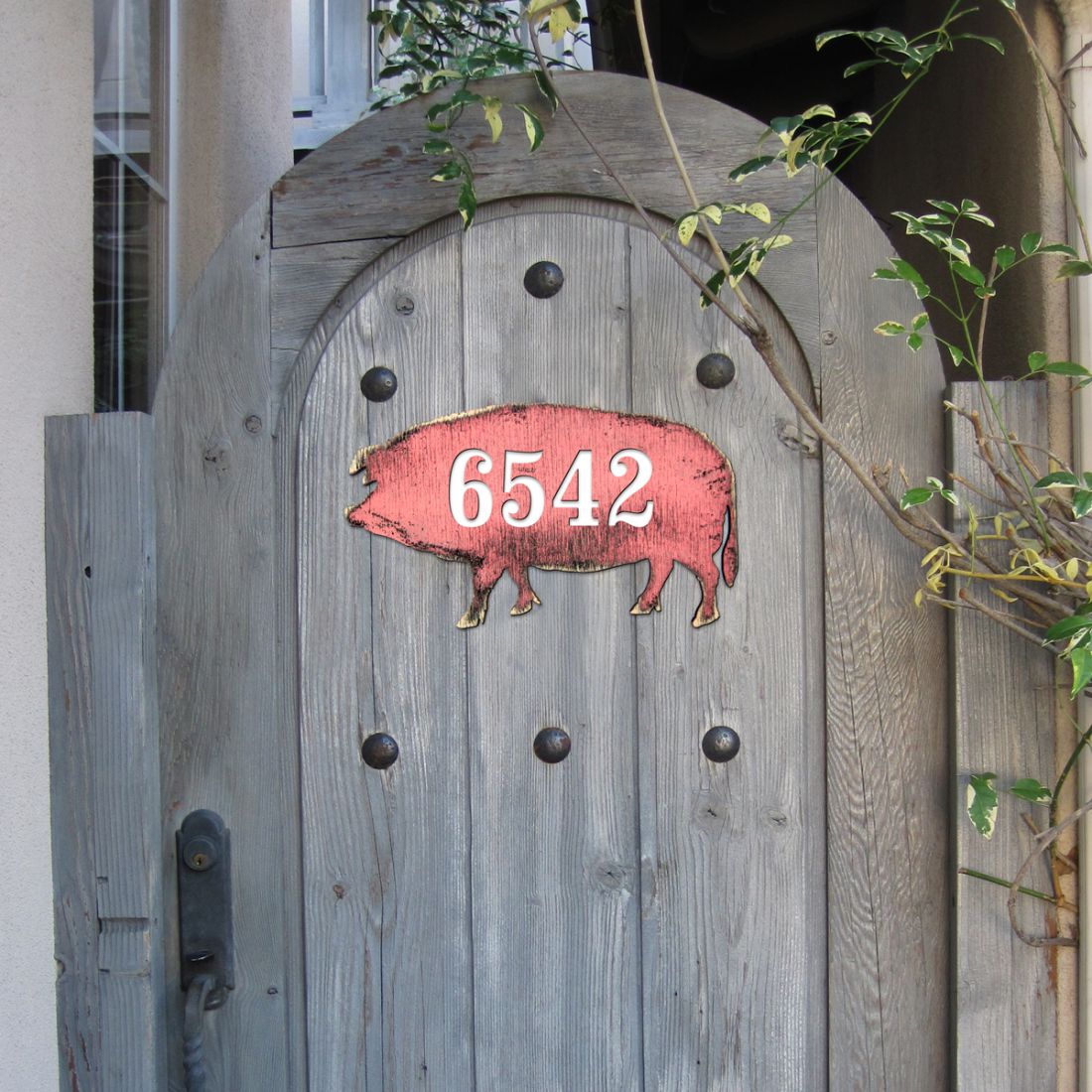 18 in. Pig Wooden Custom House Number Sign Decor
