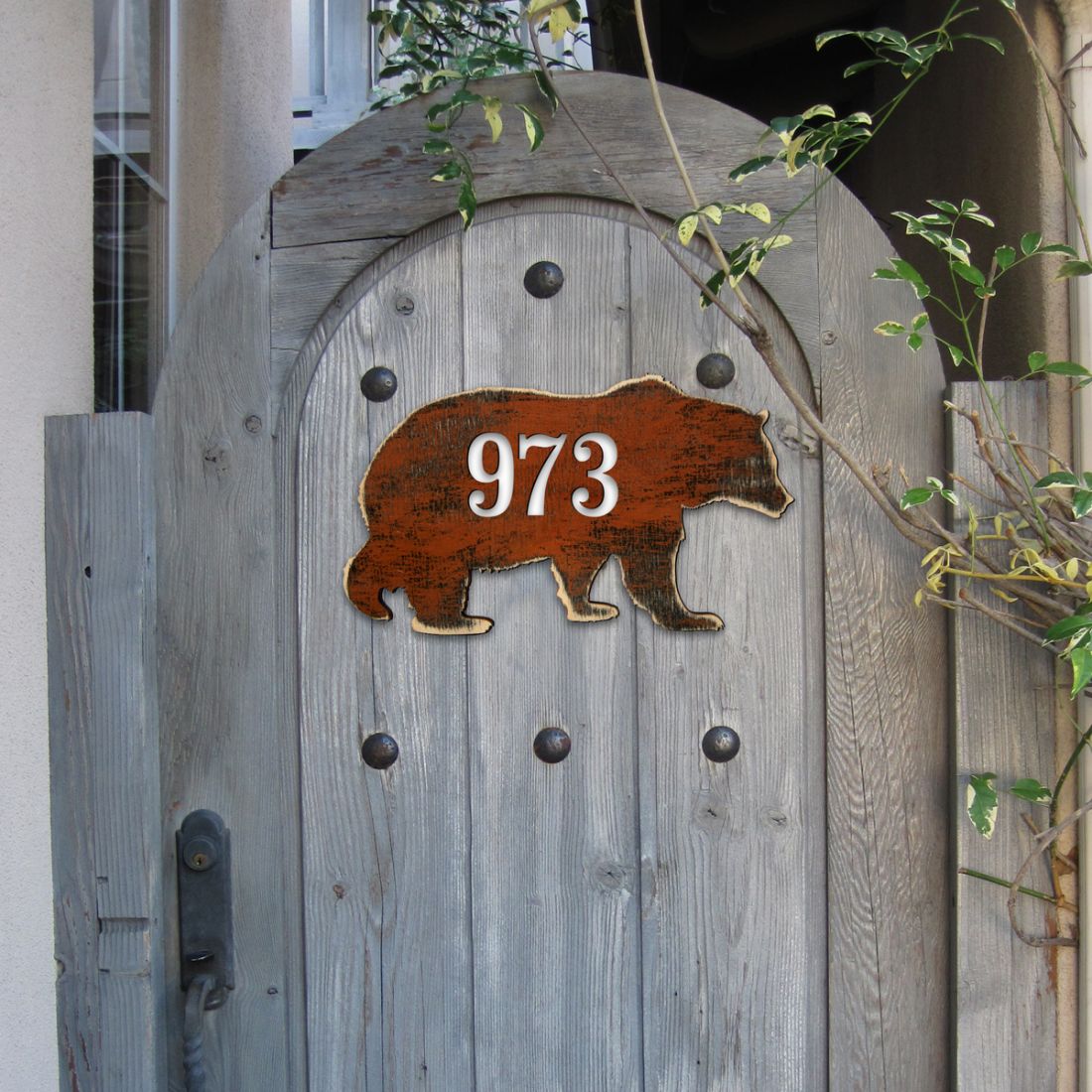 12 in. Bear Wooden Custom House Number Sign Decor