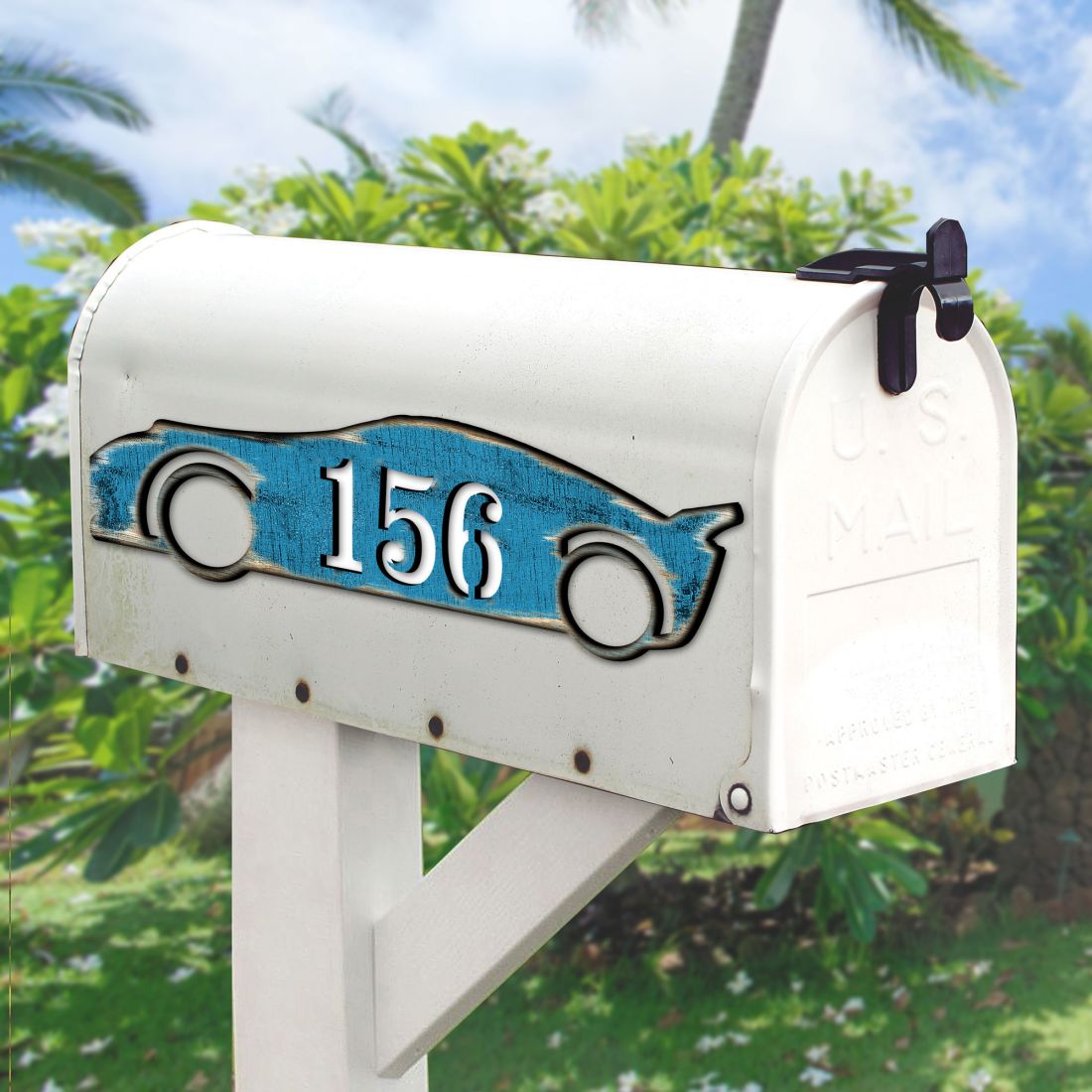 Picture of Designocracy MA98451-12 12 in. Sports Car Wooden Custom House Number Sign Decor