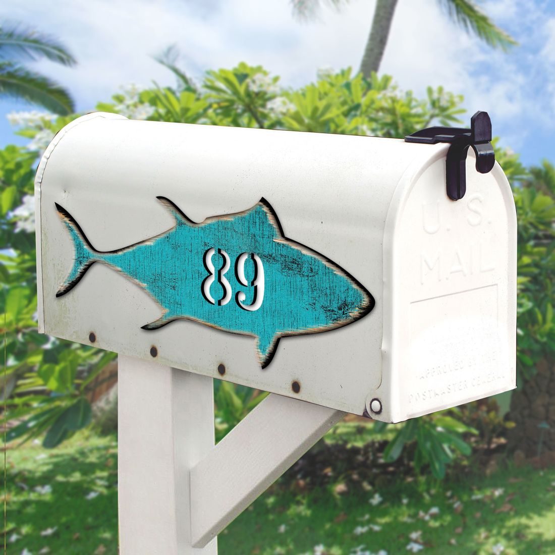 18 in. Tuna Fish Coastal House Number Sign Decor