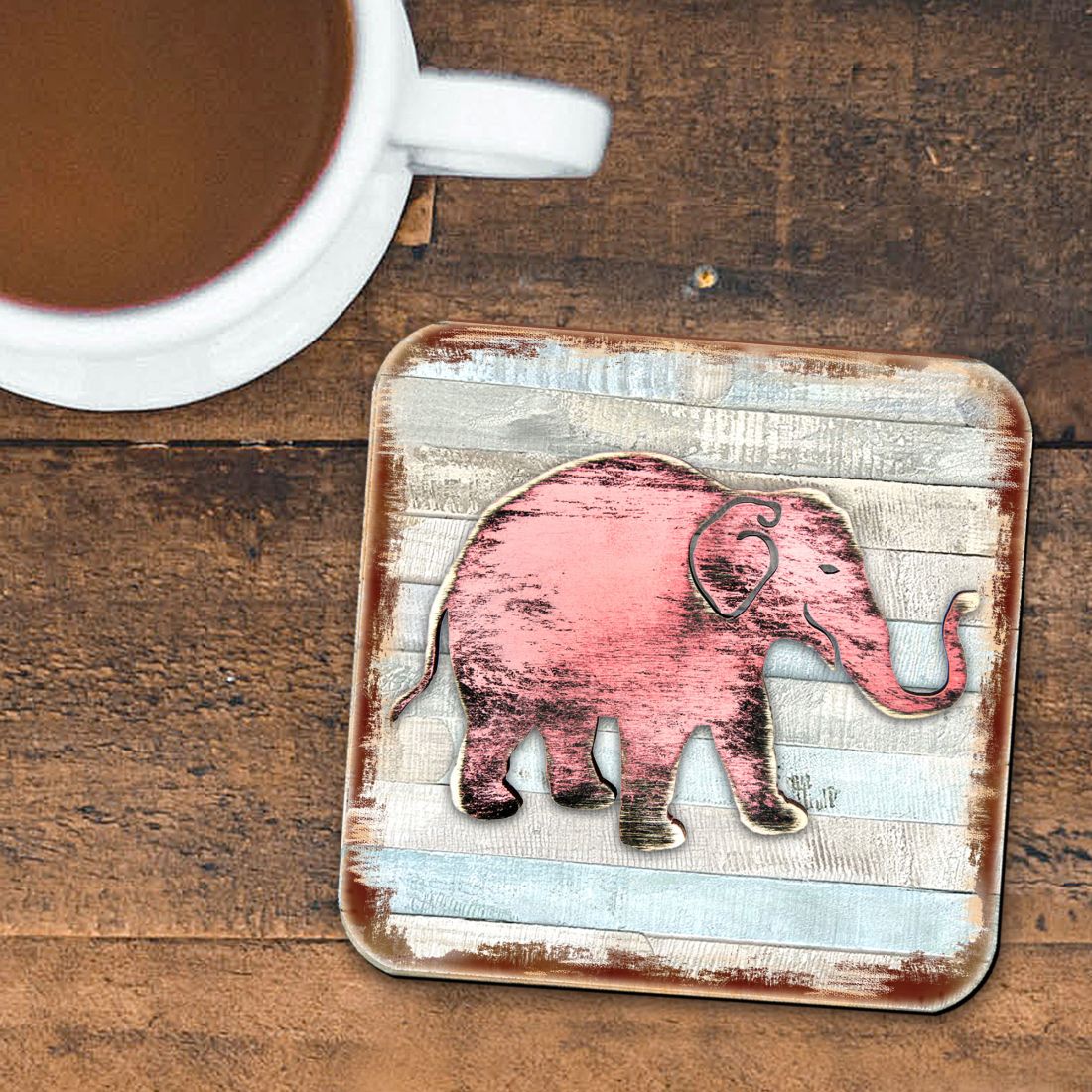 Picture of Nature Wonders 8198229-9C-S4 4 x 4 in. Elephant Wooden Cork Coasters Gift - Set of 4