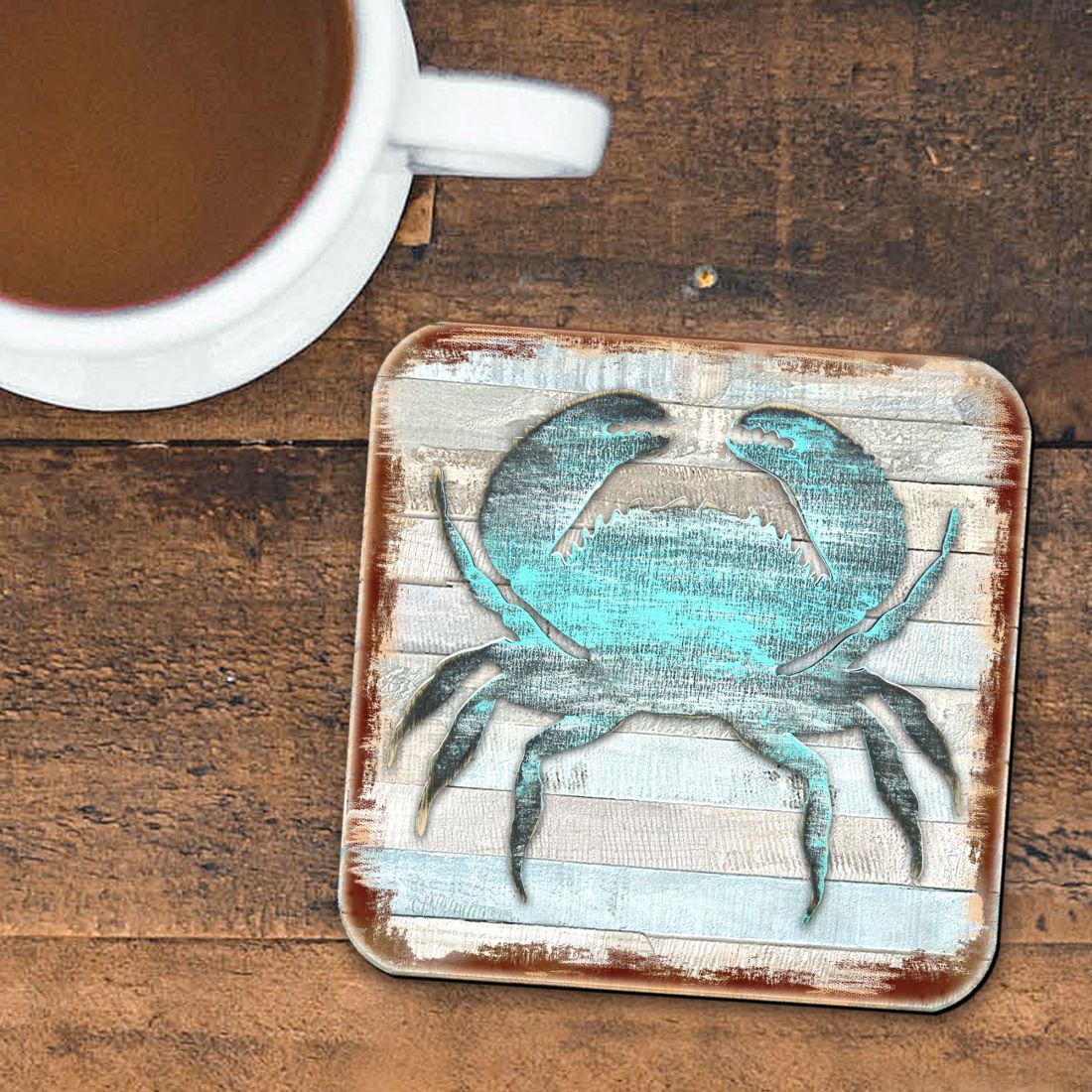 Picture of Nature Wonders 8198511-9C-S4 4 x 4 in. Crab Coastal Wooden Cork Coasters Gift - Set of 4
