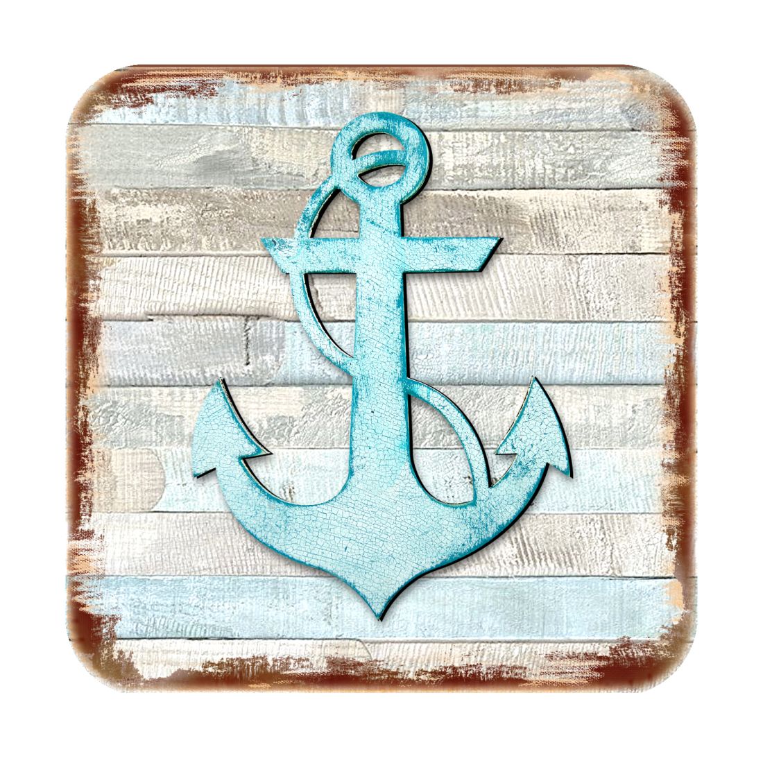 Picture of Nature Wonders 8198521-9C-S4 4 x 4 in. Anchor Coastal Wooden Cork Coasters Gift - Set of 4