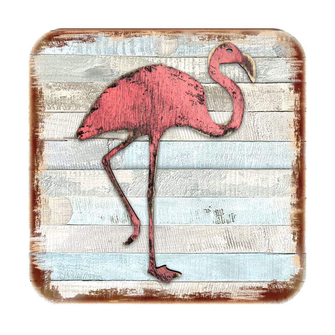 Picture of Nature Wonders 8198544-9C-S4 4 x 4 in. Flamingo Coastal Wooden Cork Coasters Gift - Set of 4