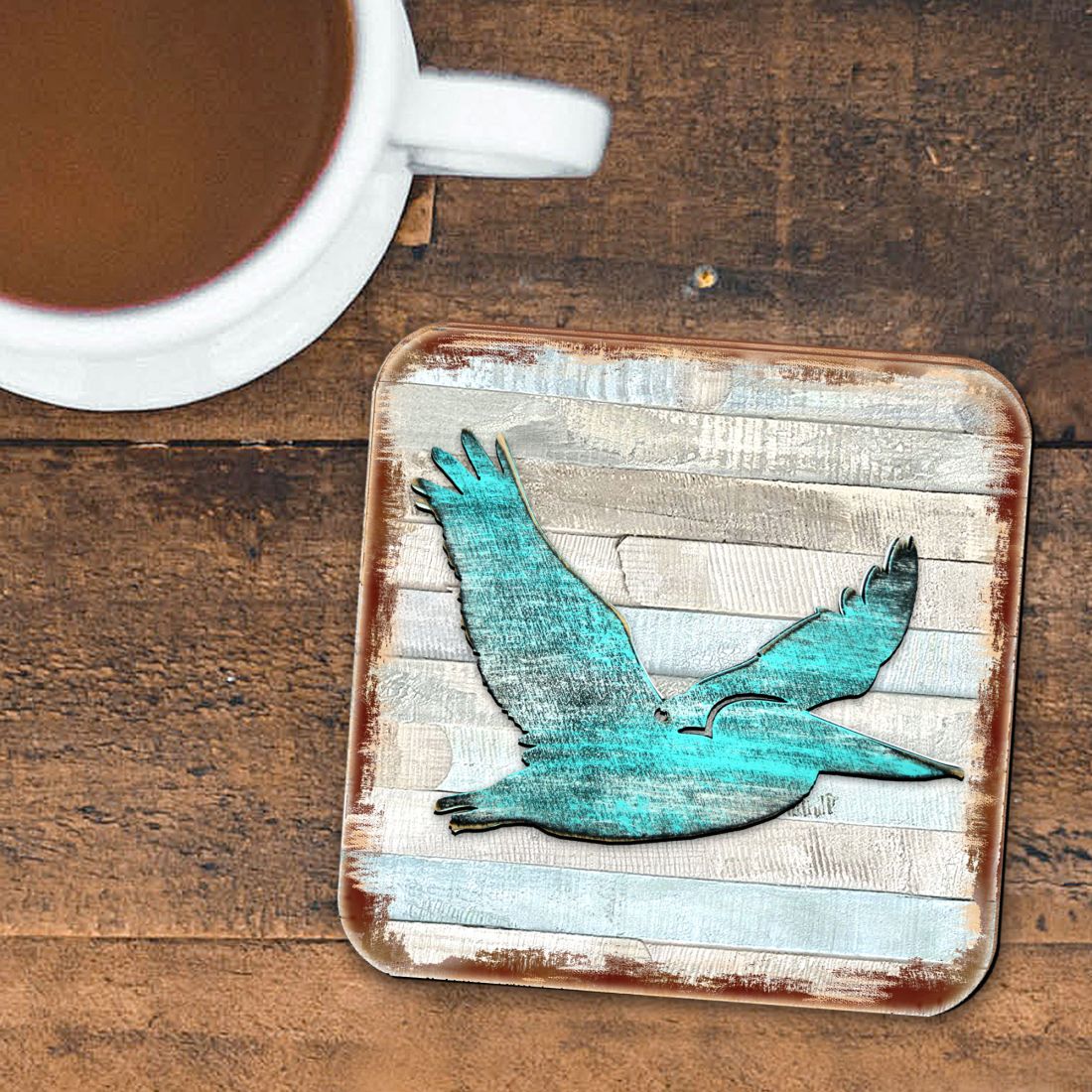 Picture of Nature Wonders 8198611-9C-S4 4 x 4 in. Pelican Coastal Wooden Cork Coasters Gift - Set of 4
