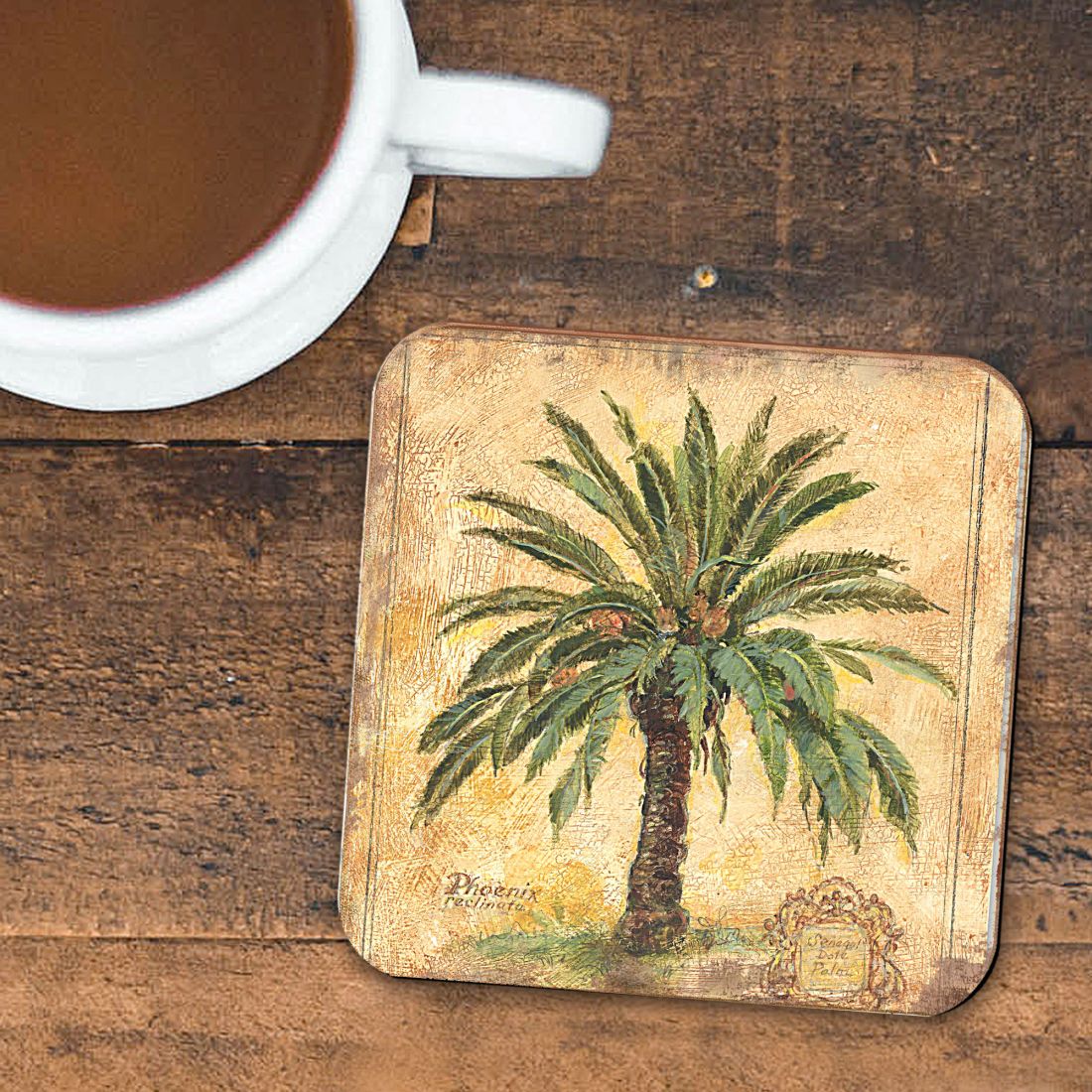 Picture of Nature Wonders 8198630C-S4 4 x 4 in. Palm Tree Coastal Wooden Cork Coasters Gift - Set of 4