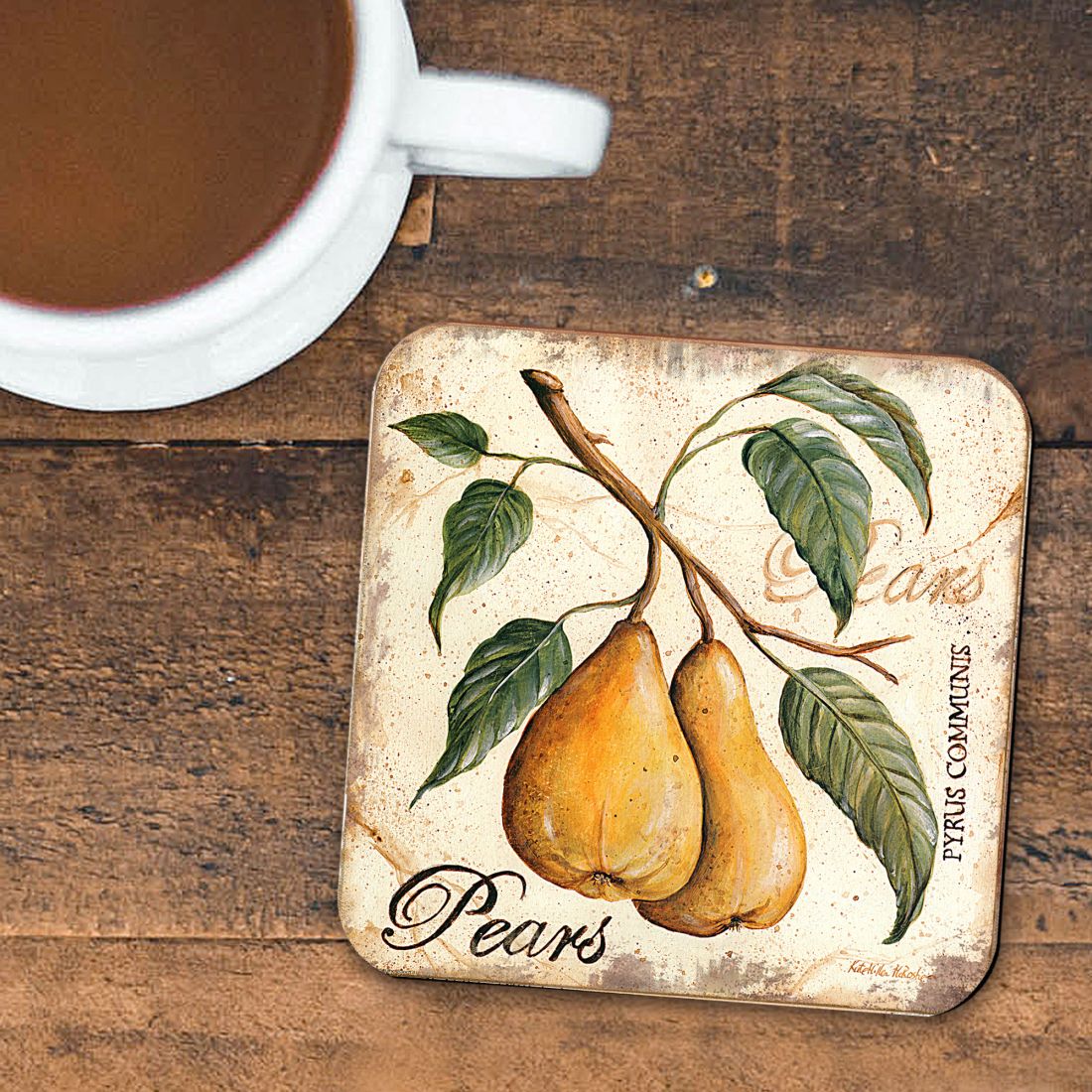 Picture of Nature Wonders 8198631C-S4 4 x 4 in. Pears Wooden Cork Coasters Gift - Set of 4