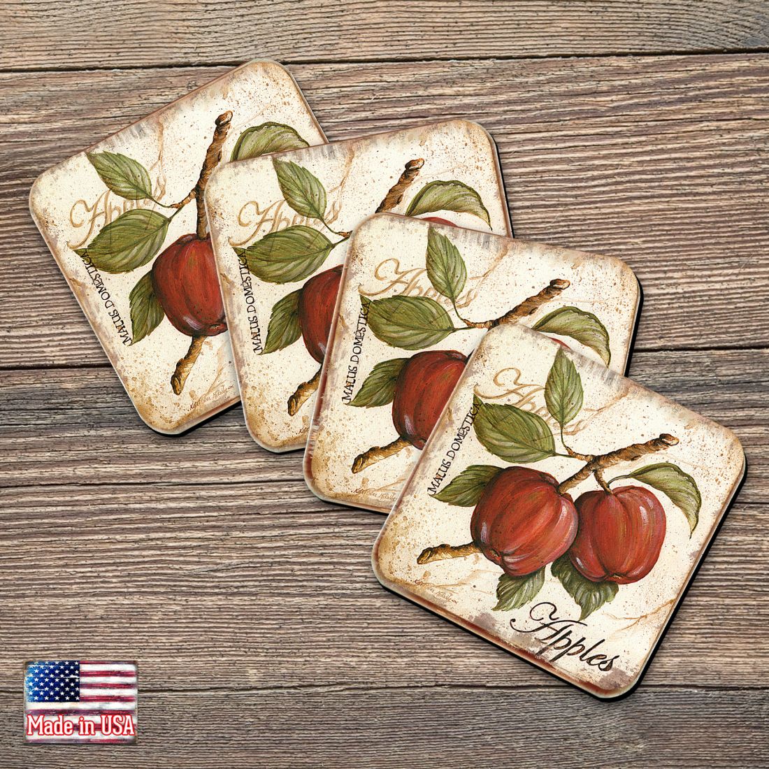 Picture of Nature Wonders 8198633C-S4 4 x 4 in. Pears Wooden Cork Coasters Gift - Set of 4