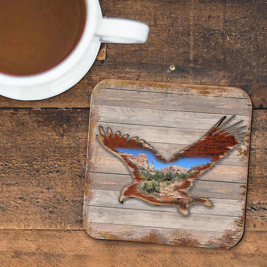 Picture of Nature Wonders 8199417C-S4 4 x 4 in. Eagle Wooden Cork Coasters Gift - Set of 4