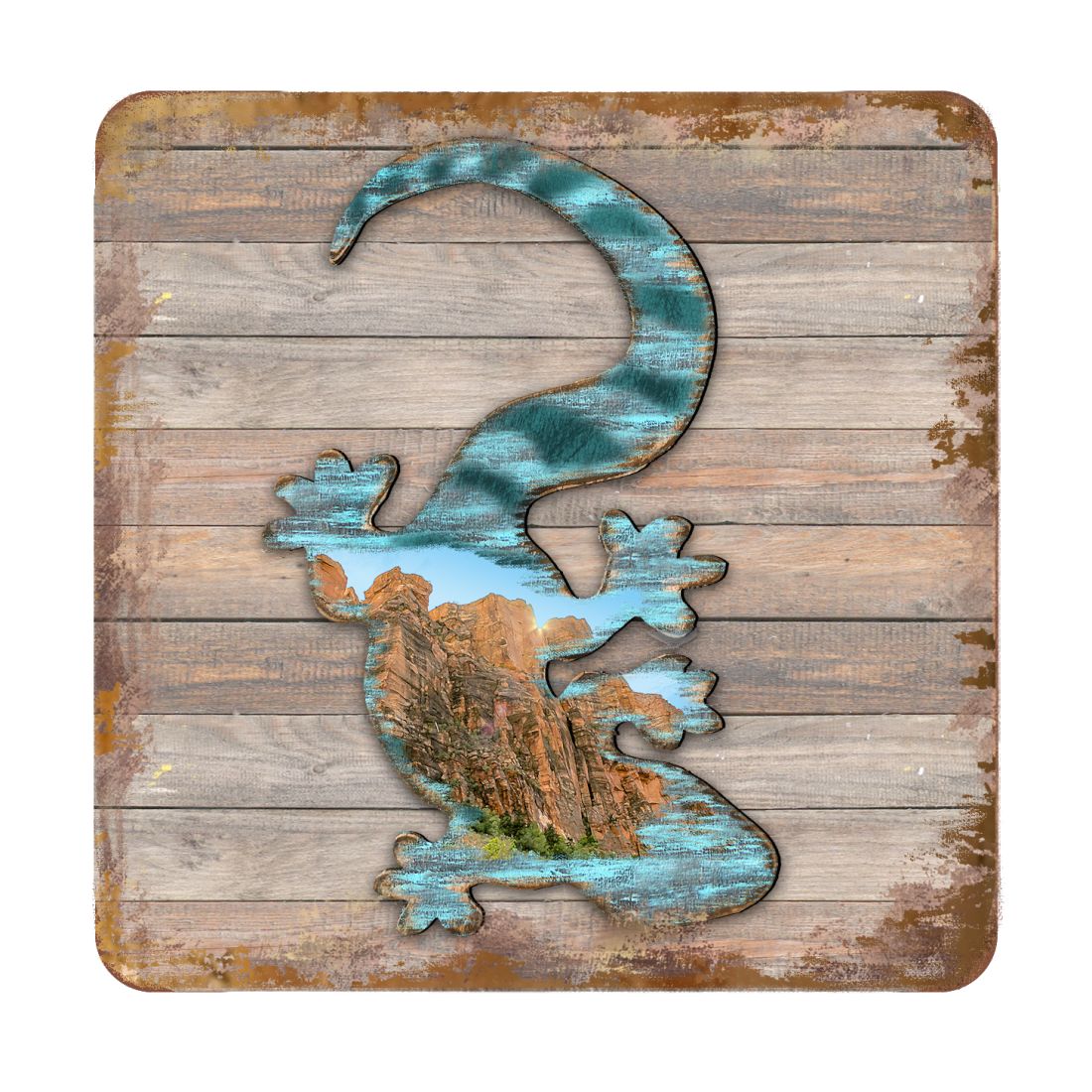 Picture of Nature Wonders 8199434C-S4 4 x 4 in. Gecko Wooden Cork Coasters Gift - Set of 4
