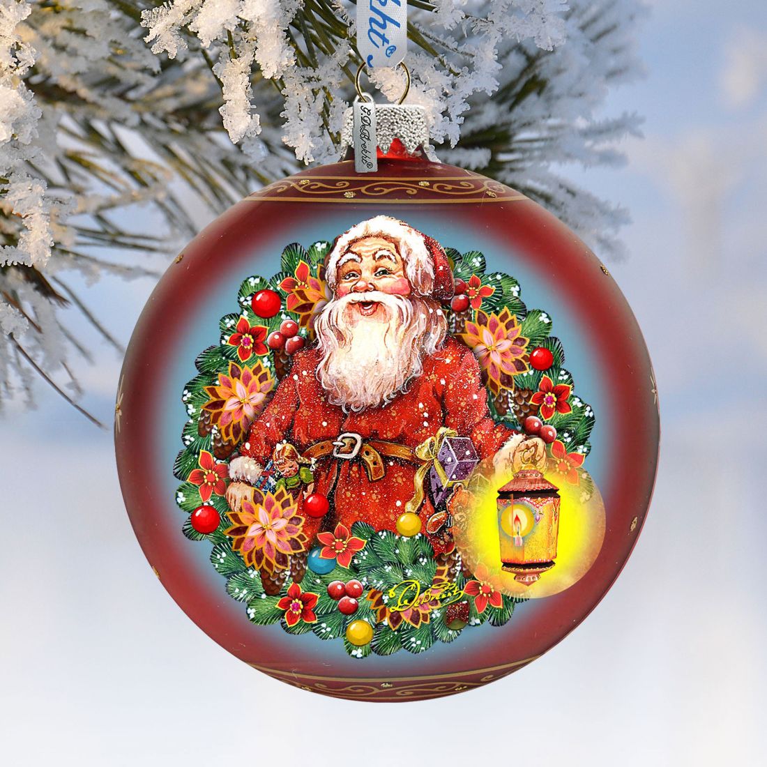 73887-1003 5 x 5.5 in. Enchanted Santa Glass Ornaments