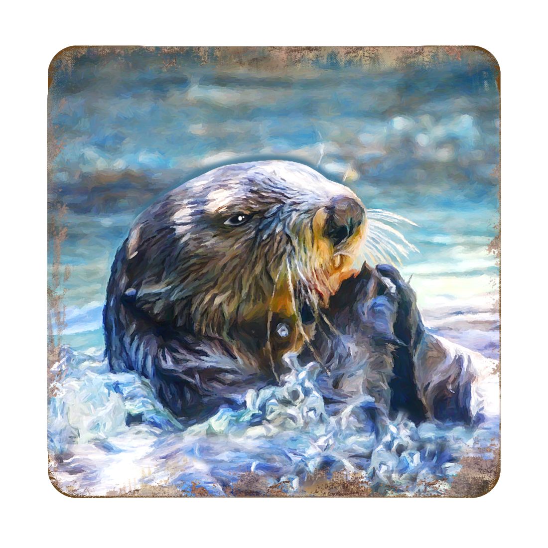 Picture of Nature Wonders 95239C-S4 4 x 4 in. Otter Coastal Wooden Cork Coasters Gift - Set of 4