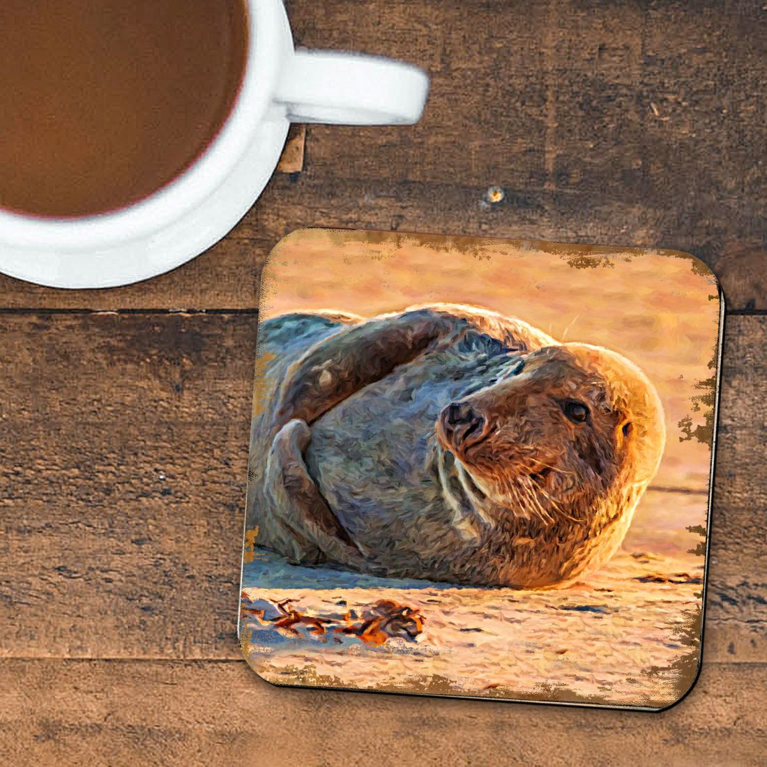 Picture of Nature Wonders 95260C-S4 4 x 4 in. Seal Coastal Wooden Cork Coasters Gift - Set of 4