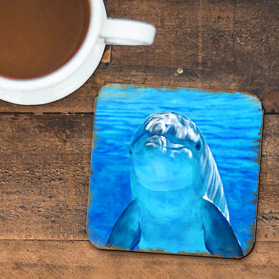 Picture of Nature Wonders 95261C-S4 4 x 4 in. Dolphin Coastal Wooden Cork Coasters Gift - Set of 4