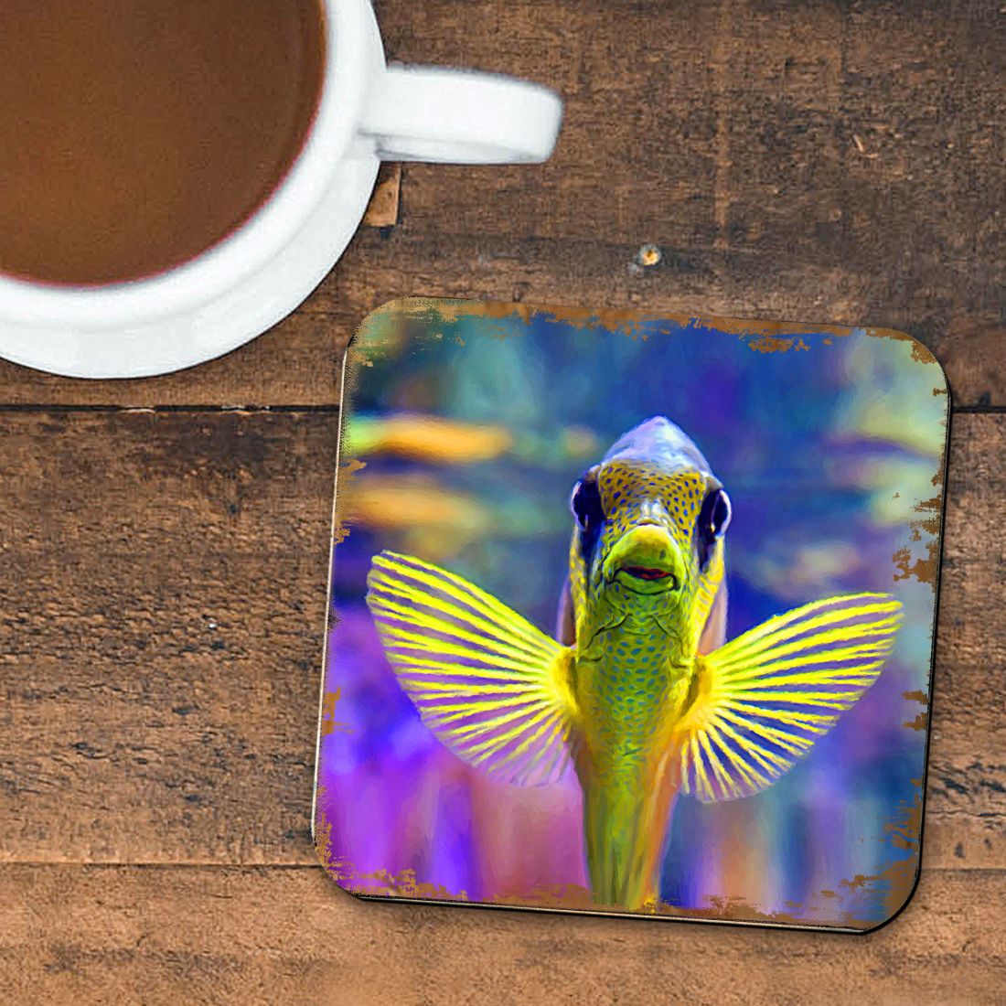 Picture of Nature Wonders 95263C-S4 4 x 4 in. Tropical Fish Coastal Wooden Cork Coasters Gift - Set of 4