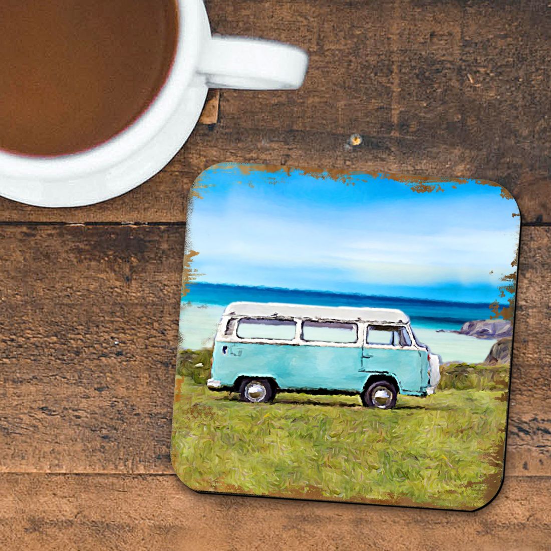 Picture of Nature Wonders 95269C-S4 4 x 4 in. Van Coastal Wooden Cork Coasters Gift - Set of 4