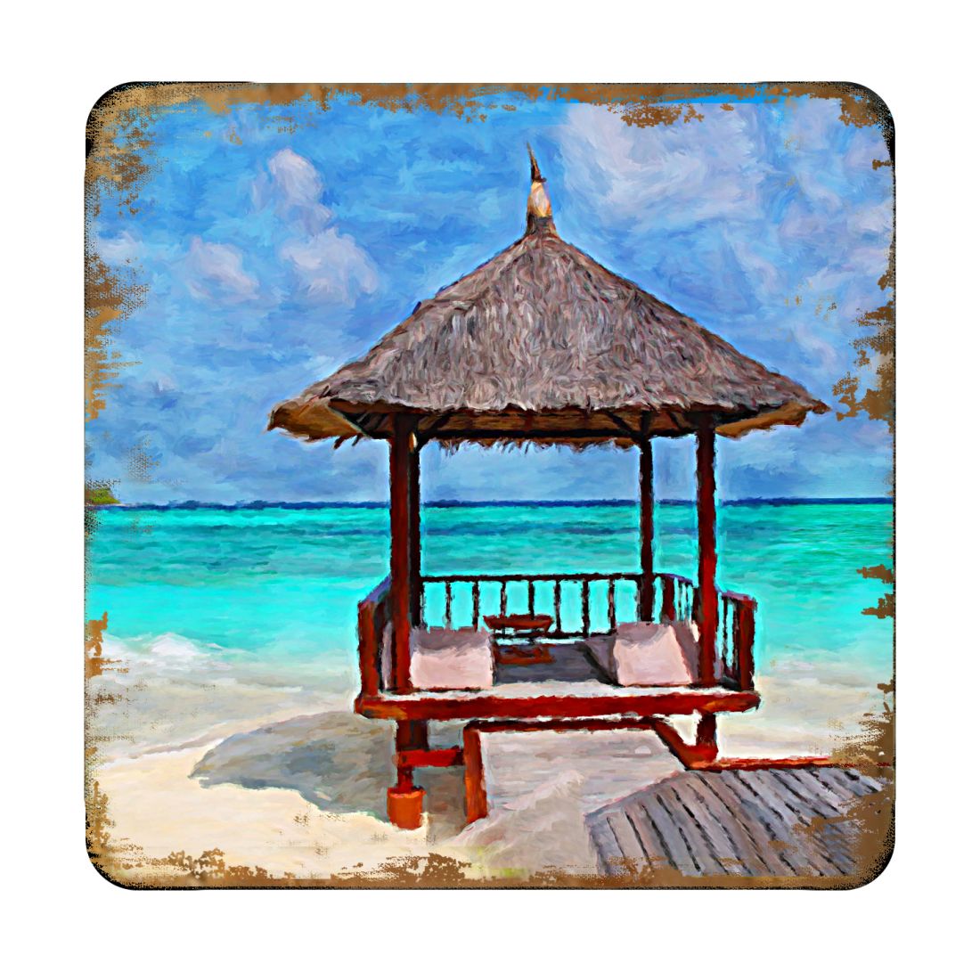 Picture of Nature Wonders 95270C-S4 4 x 4 in. Beach Cabana Coastal Wooden Cork Coasters Gift - Set of 4