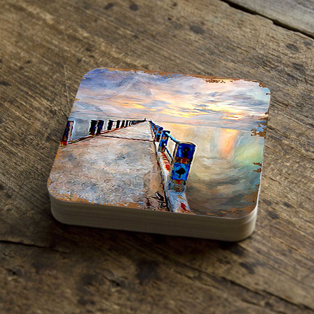 Picture of Nature Wonders 95273C-S4 4 x 4 in. Pier Coastal Wooden Cork Coasters Gift - Set of 4