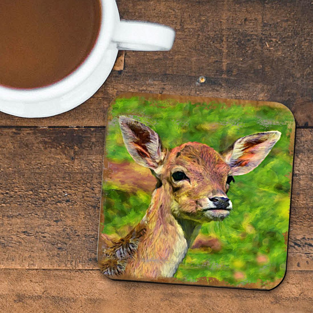 Picture of Nature Wonders 95288C-S4 4 x 4 in. Deer Face Wooden Cork Coasters Gift - Set of 4