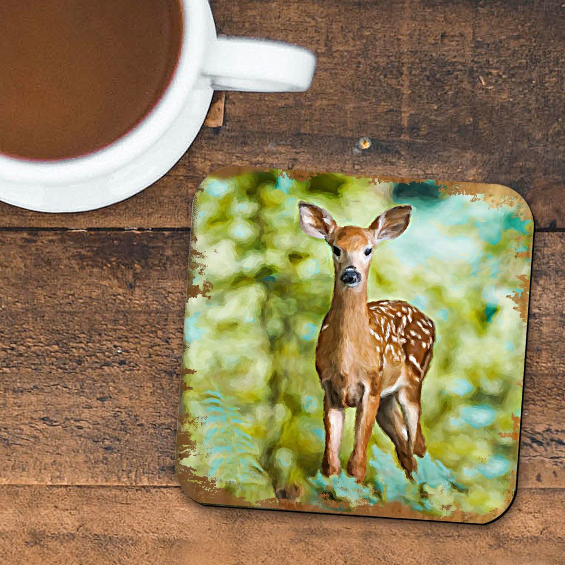 Picture of Nature Wonders 95290C-S4 4 x 4 in. Forest Deer Wooden Cork Coasters Gift - Set of 4
