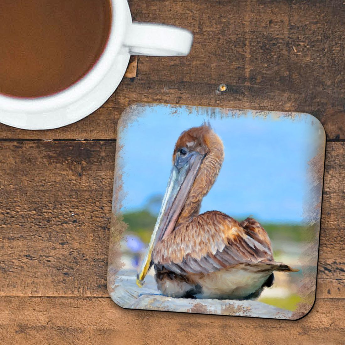 Picture of Nature Wonders 95325C-S4 4 x 4 in. Pelican Coastal Wooden Cork Coasters Gift - Set of 4