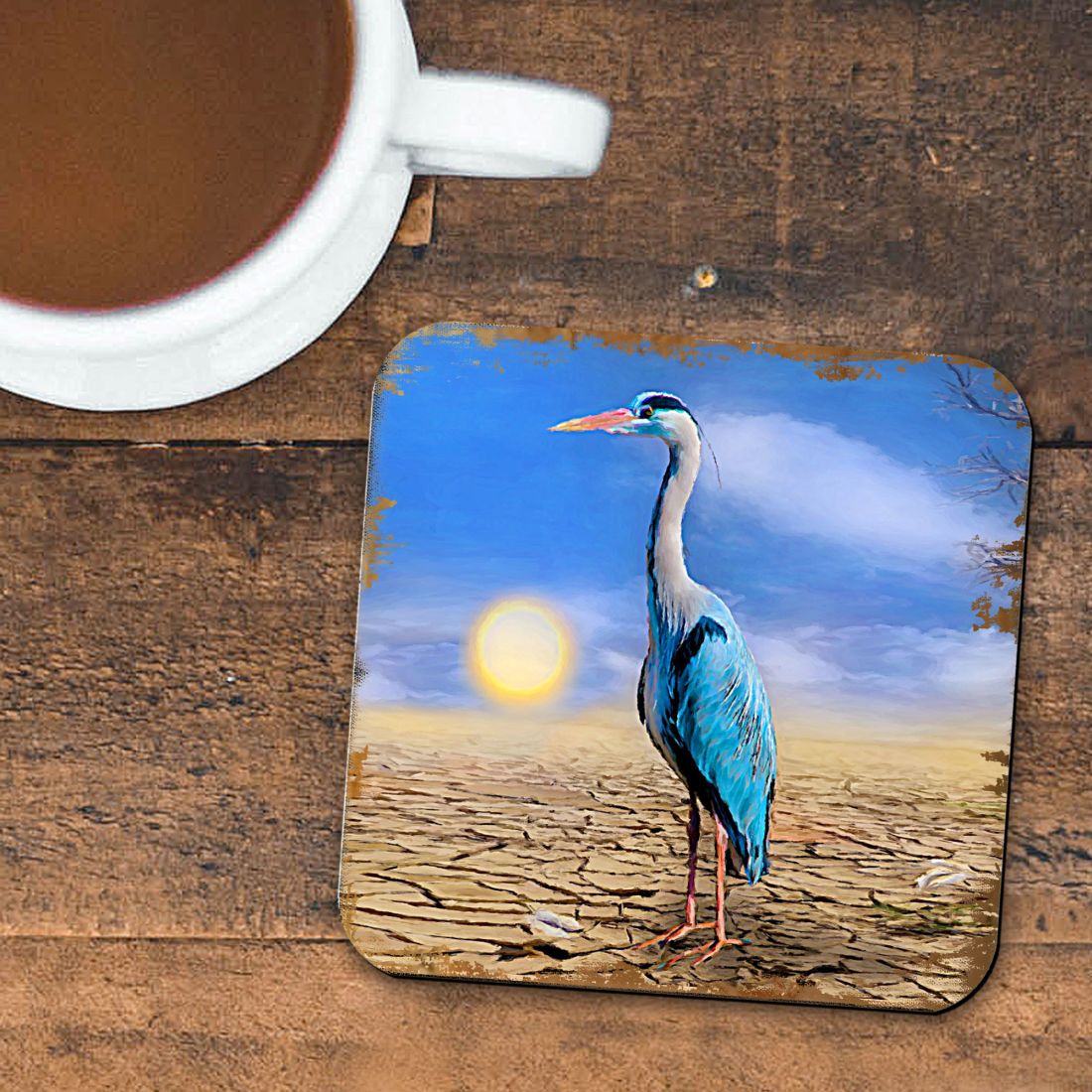 Picture of Nature Wonders 95358C-S4 4 x 4 in. Bird on the Beach Coastal Wooden Cork Coasters Gift - Set of 4