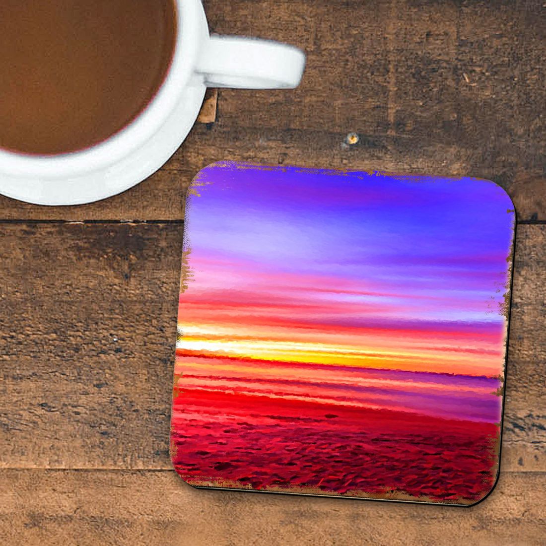 Picture of Nature Wonders 95360C-S4 4 x 4 in. Sunset Coastal Wooden Cork Coasters Gift - Set of 4