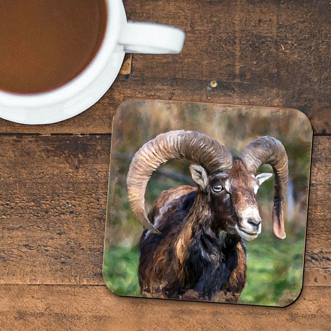 Picture of Nature Wonders 95369C-S4 4 x 4 in. Mountain Goat Wooden Cork Coasters Gift - Set of 4