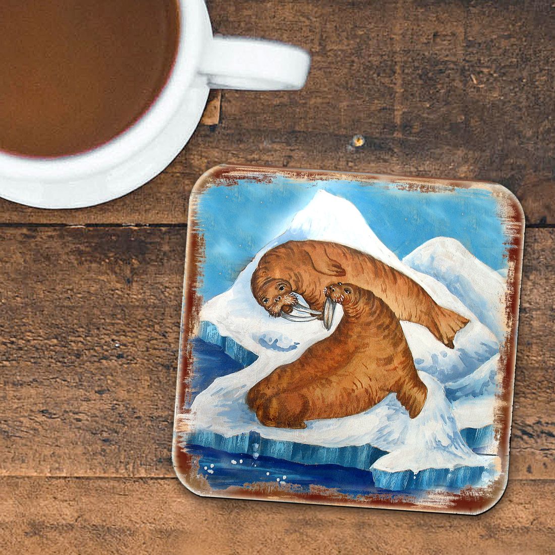 Picture of Nature Wonders 95377C-S4 4 x 4 in. Sea Lions Wooden Cork Coasters Gift - Set of 4