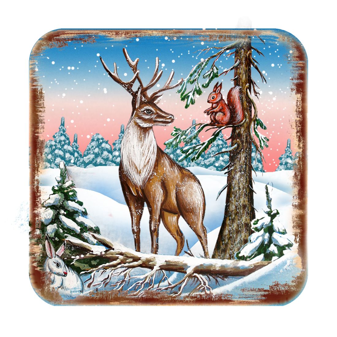 Picture of Nature Wonders 95379C-S4 4 x 4 in. Deer Wooden Cork Coasters Gift - Set of 4