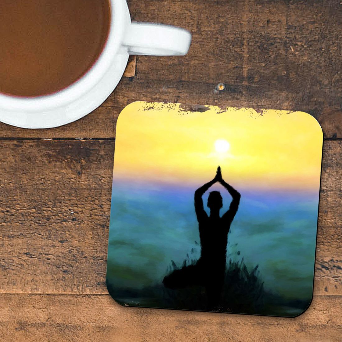Picture of Nature Wonders 95385C-S4 4 x 4 in. Yoga Wooden Cork Coasters Gift - Set of 4