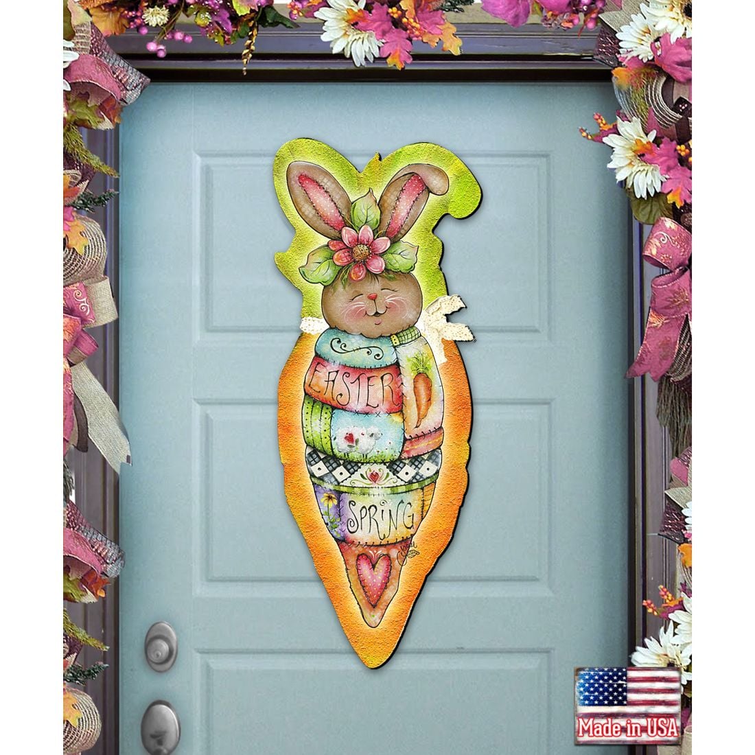 24 x 18 in. Carrot Bunny Easter Door Decor