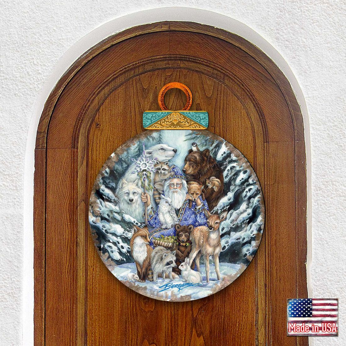 24 x 18 in. Gather in Peace Father Winter Animals Wall Hanger Decor