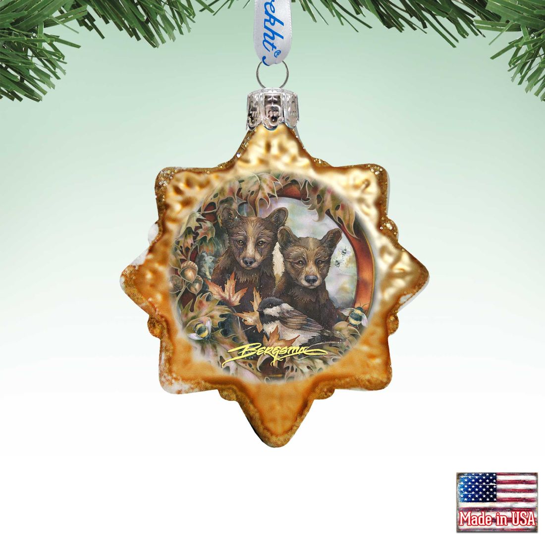 3 x 2 in. Simple Joys Black Bear Cubs Mercury Glass Ornaments