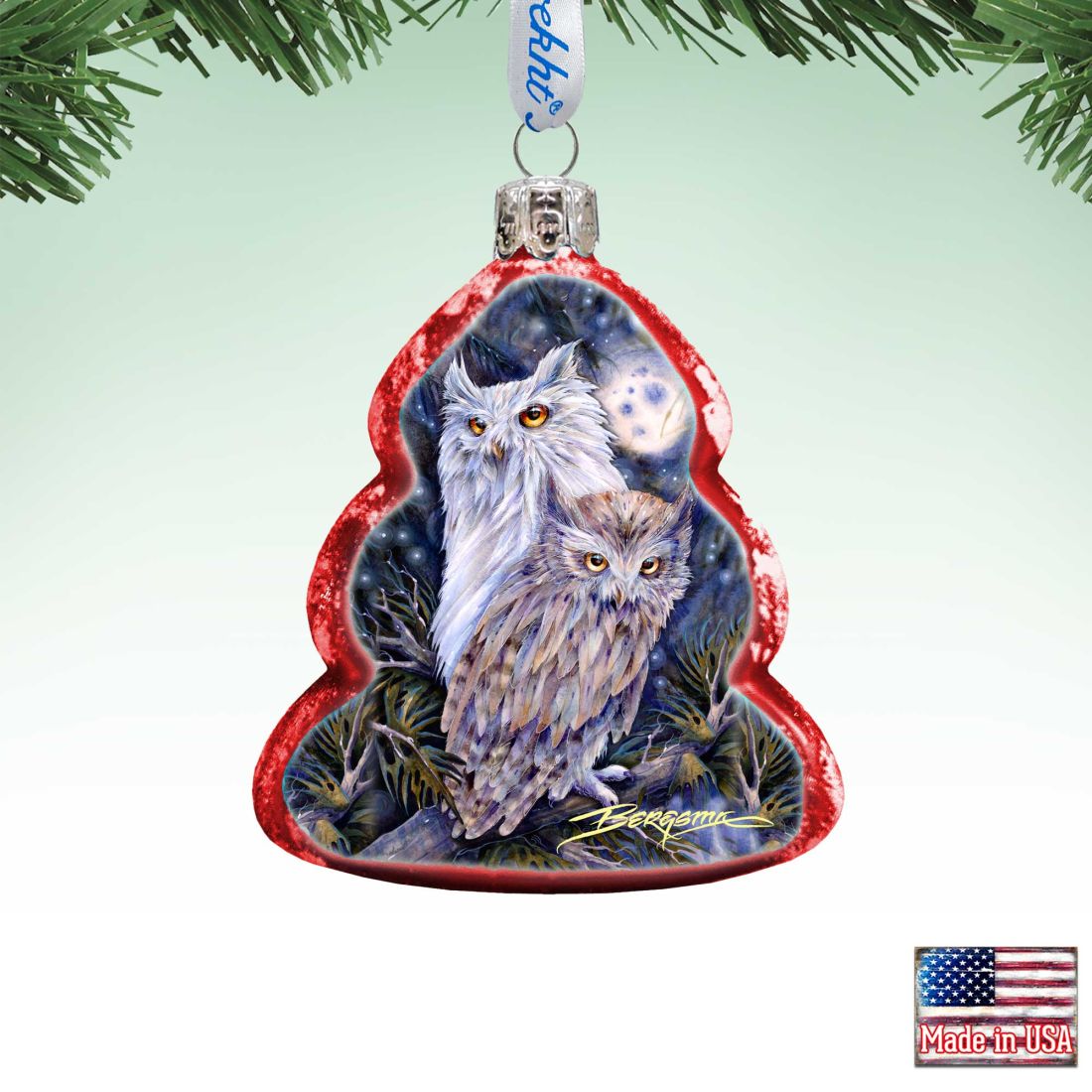 3 x 2 in. Night Watch Owls Mercury Glass Ornaments