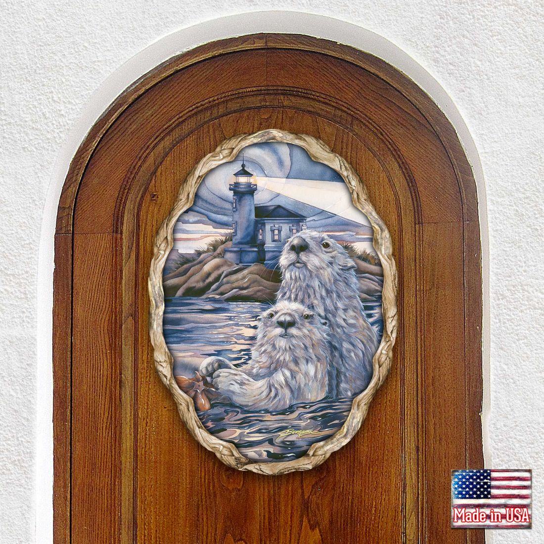 24 x 18 in. Starlight Otter Lighthouse Wall Hanger Decor