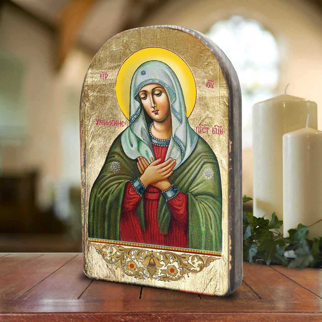 86012 6 x 4 in. The Mother of God Tenderness Wooden Gold Plated Religious Orthodox Sacred Icon Wall Decor