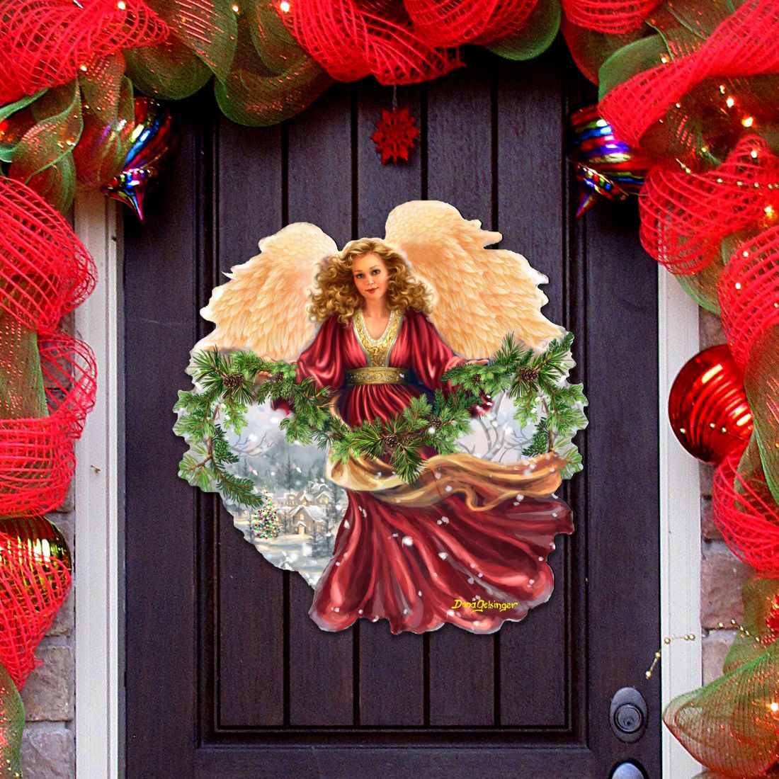 24 x 18 in. Snowfall Angel Holiday Door Decor