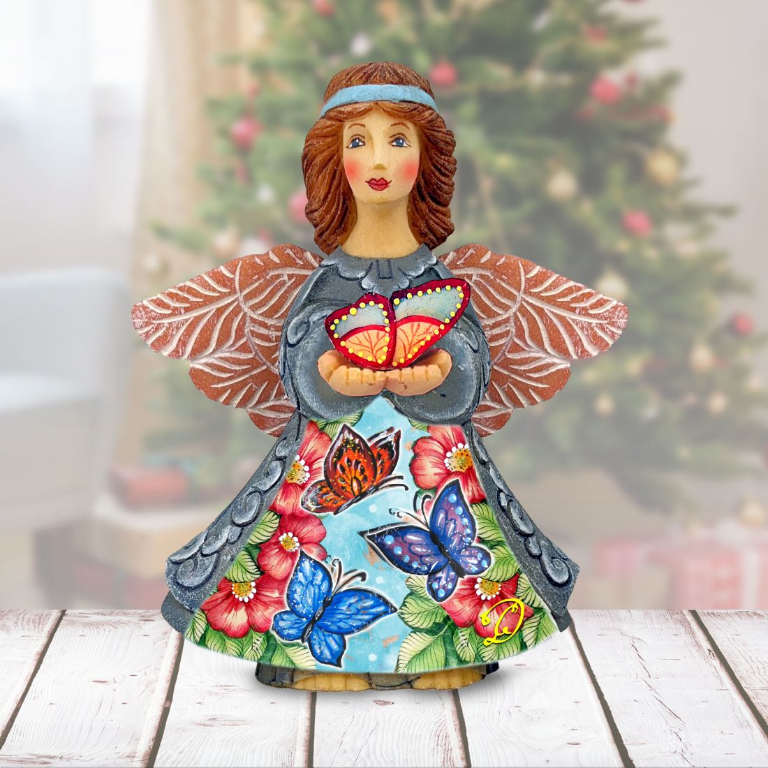Picture of G.DeBrekht 516659 6 x 5 in. Butterfly Angel Handcrafted Christmas Figurine