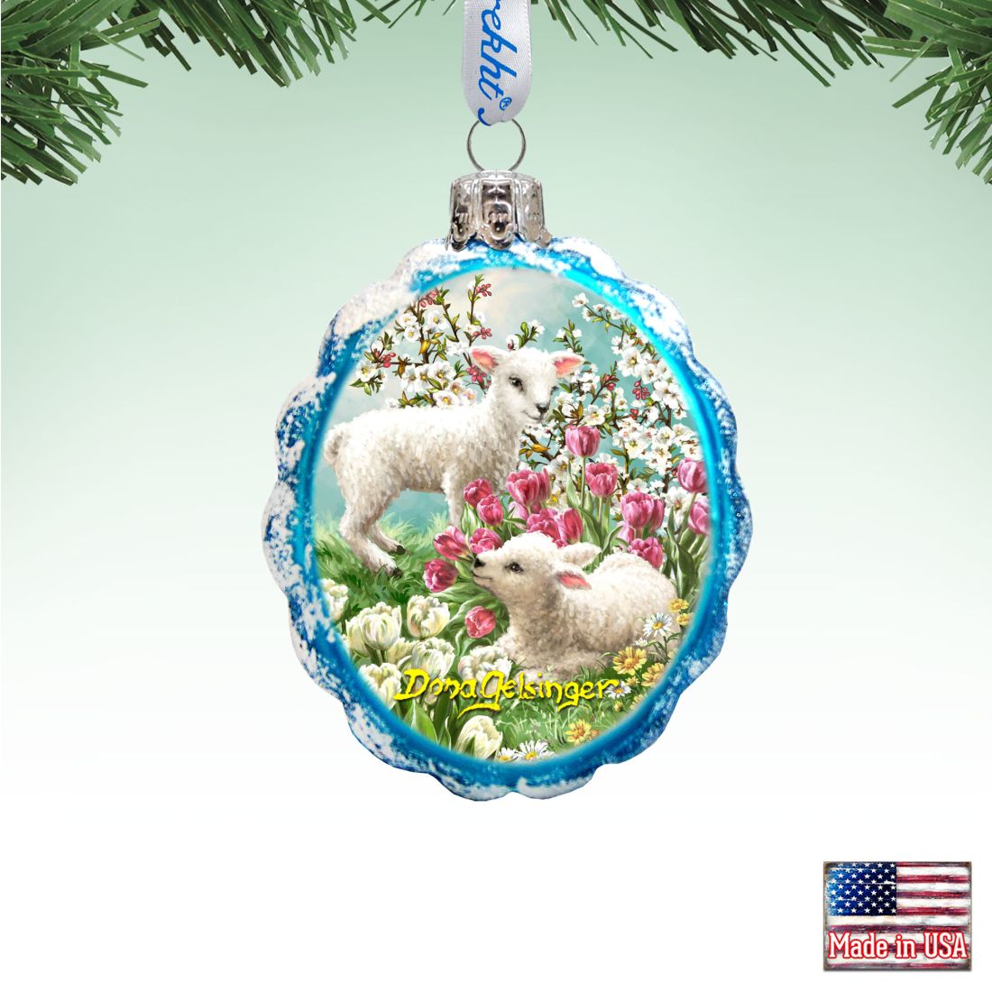 3 x 2 in. Easter Lambs Mercury Glass Ornaments