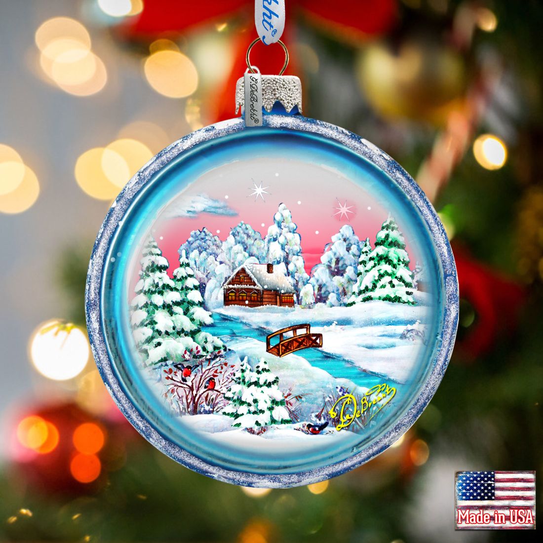 Picture of G.DeBrekht 73111C 3 x 3.5 in. Winter Night Glass Ornaments