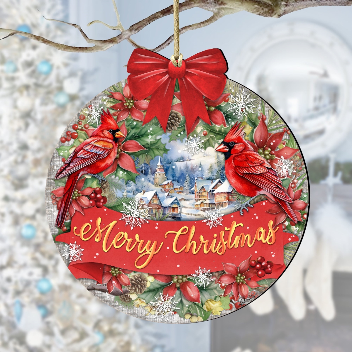 933121 5 x 5.5 x 0.25 in. Merry Christmas Wooden Christmas Decor Ornaments