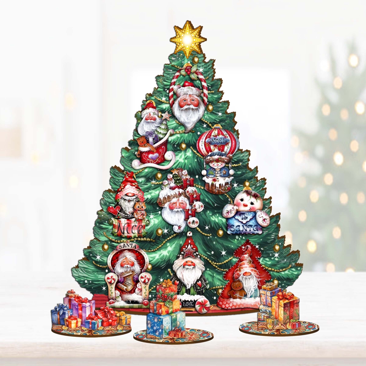 12.5 in. Christmas Thematic Christmas Tree Tabletop Decor Set