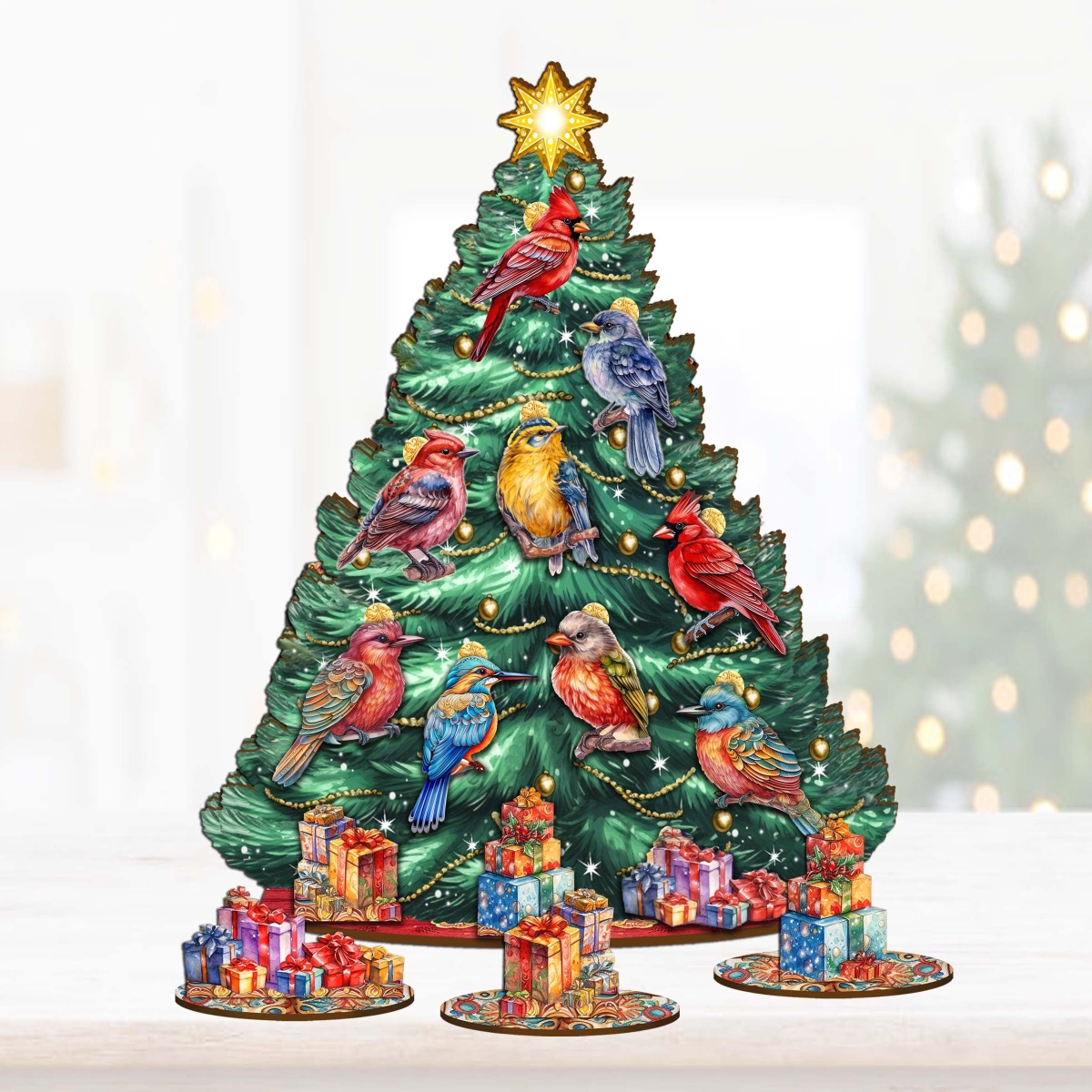 12.5 in. Christmas Birds Thematic Christmas Tree Tabletop Decor Set